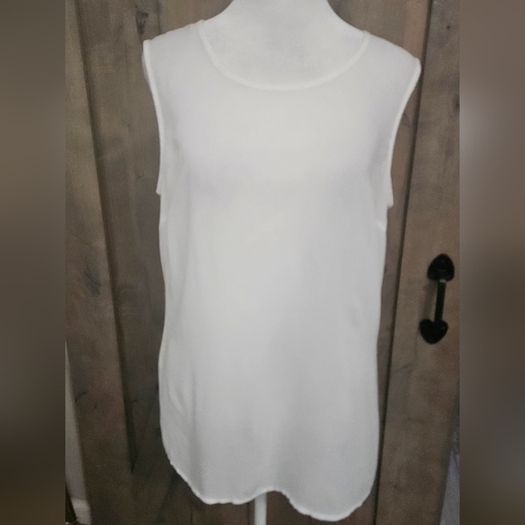 BASLER Modal Sleeveless Relaxed Fit Long Length Crew High Neck Top. White.Size M - Picture 3 of 10